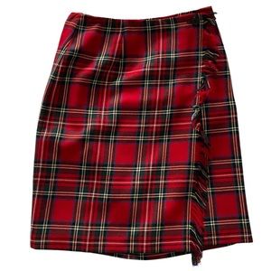 Vintage 90s Casual Corner Red Plaid Kilt